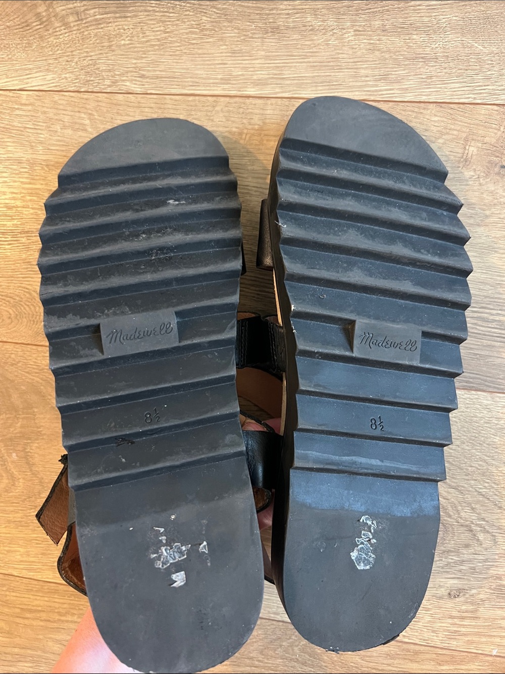Madewell The Addie Sandals in black leather featuring a chunky lug sole 8.5 - Picture 5 of 6